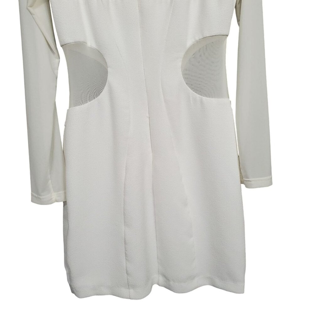 Vintage Arden B L Dress BodyCon Sheer Cut Out Long Sleeve Winter White Trendy - Picture 9 of 14